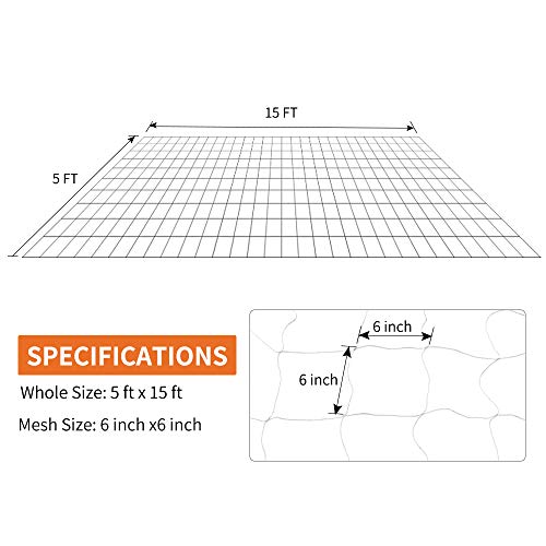 Tcamp Heavy-Duty Polyester Plant Trellis Netting 5 x 15ft (1 Pack) (5 Ft X 15 Ft)