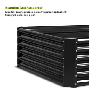 UOPASD Galvanized Raised Garden Bed kit, 6.5x4x1.5ft Metal Large Planter Box, Stock Tank Outdoor for Vegetables,Flowers, Herbs Black Grey