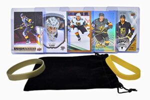 vegas golden knights cards: jonathan marchessault, william karlsson, reilly smith, alex tuch, marc-andre fleury assorted hockey trading card and wristbands bundle