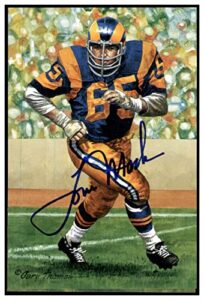 tom mack signed goal line art card glac autographed rams psa/dna