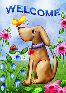 toland home garden 112078 welcome dog spring flag 12×18 inch double sided spring garden flag for outdoor house summer flag yard decoration