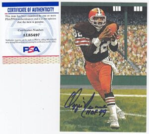 ozzie newsome signed goal line art card glac autographed w/hof browns psa/dna