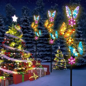 Solar Lights Outdoor Waterproof Garden Butterfly Light Decorative Solar Stake Lights with Butterflies Decor for Garden Yard Lawn Patio Pathway(2 Pack)