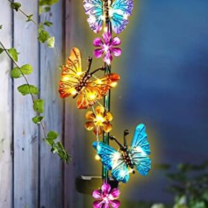 Solar Lights Outdoor Waterproof Garden Butterfly Light Decorative Solar Stake Lights with Butterflies Decor for Garden Yard Lawn Patio Pathway(2 Pack)