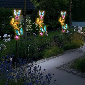 Solar Lights Outdoor Waterproof Garden Butterfly Light Decorative Solar Stake Lights with Butterflies Decor for Garden Yard Lawn Patio Pathway(2 Pack)