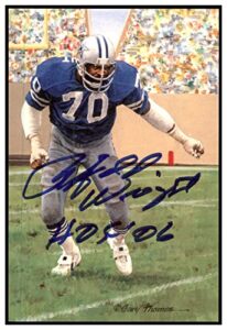 rayfield wright signed goal line art card glac autographed w/hof cowboys psa/dna