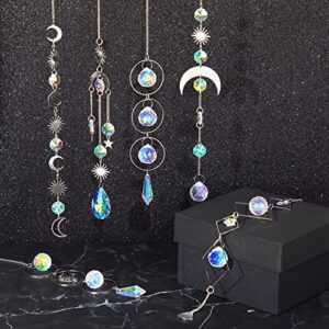 Crystals Suncatcher Hanging Sun Catcher Garden Hanging Crystals Prism Light Catcher Crystal Window Sun Catcher Chandelier Pendant Ornament for Home Office Party Decoration (Silver, 10 Pieces)