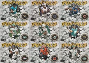 2022 panini score football cards breakthrough insert set 15 cards mac jones trevor lawrence ja’marr chase fields lance waddle and more