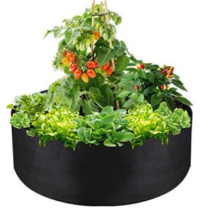 iwntwy 50 gallon large grow bag, heavy duty fabric round raised garden bed planter pots for planting herb flower vegetable potato plants (36″ d x 12″ h, black)