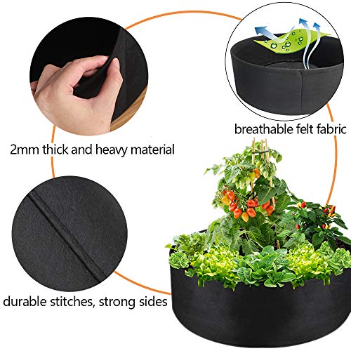IWNTWY 50 Gallon Large Grow Bag, Heavy Duty Fabric Round Raised Garden Bed Planter Pots for Planting Herb Flower Vegetable Potato Plants (36" D x 12" H, Black)