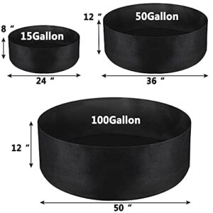 IWNTWY 50 Gallon Large Grow Bag, Heavy Duty Fabric Round Raised Garden Bed Planter Pots for Planting Herb Flower Vegetable Potato Plants (36" D x 12" H, Black)