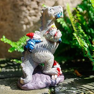 BBdis Garden Gnomes Statue Decoration,5.8 Inch Dinosaur Catch Gnomes Figurines,Indoor Outdoor Décor Garden Art for Patio,Lawn,Yard,Funny Garden Gift