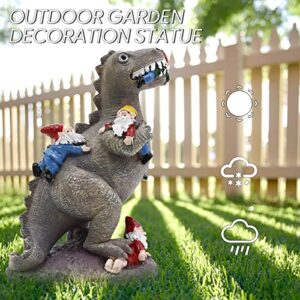 BBdis Garden Gnomes Statue Decoration,5.8 Inch Dinosaur Catch Gnomes Figurines,Indoor Outdoor Décor Garden Art for Patio,Lawn,Yard,Funny Garden Gift