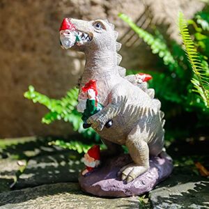 BBdis Garden Gnomes Statue Decoration,5.8 Inch Dinosaur Catch Gnomes Figurines,Indoor Outdoor Décor Garden Art for Patio,Lawn,Yard,Funny Garden Gift