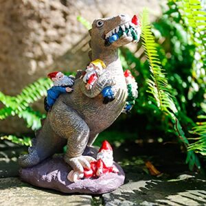 BBdis Garden Gnomes Statue Decoration,5.8 Inch Dinosaur Catch Gnomes Figurines,Indoor Outdoor Décor Garden Art for Patio,Lawn,Yard,Funny Garden Gift