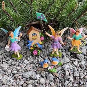 Mood Lab Fairy Garden - Playing Girls Kit of 5 pcs - Miniature Figurines & Accessories Set - Outdoor or House Decor