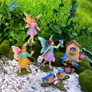 Mood Lab Fairy Garden - Playing Girls Kit of 5 pcs - Miniature Figurines & Accessories Set - Outdoor or House Decor