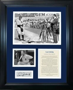 framed lou gehrig luckiest man speech facsimile laser engraved signature auto new york yankees baseball 12″x15″ photo collage