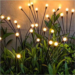 colcutee 2 pack solar garden lights, solar outdoor swaying lights ip65 waterproof, 2 lighting modes firefly decorative lights, for landscaped garden access patios (warm white)