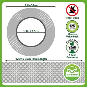 De-Bird Scare Tape - Reflective Tape Outdoor to Keep Away Woodpecker, Pigeon, Grackles, and More. Stops Damage, Roosting, and Mess (125ft Roll)