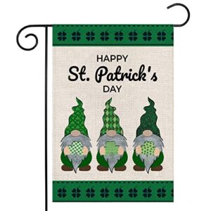 ekorest happy st patrick’s day garden flag for outdoor 12×18 inch vertical double sided st. patricks gnomes with shamrock small yard flag for outside farmhouse holiday saint patrick decoration
