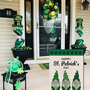 EKOREST Happy St Patrick's Day Garden Flag for Outdoor 12x18 Inch Vertical Double Sided St. Patricks Gnomes with Shamrock Small Yard Flag for Outside Farmhouse Holiday Saint Patrick Decoration