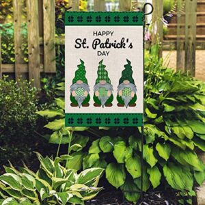 EKOREST Happy St Patrick's Day Garden Flag for Outdoor 12x18 Inch Vertical Double Sided St. Patricks Gnomes with Shamrock Small Yard Flag for Outside Farmhouse Holiday Saint Patrick Decoration