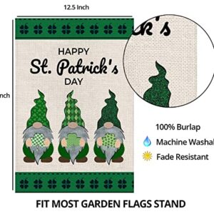 EKOREST Happy St Patrick's Day Garden Flag for Outdoor 12x18 Inch Vertical Double Sided St. Patricks Gnomes with Shamrock Small Yard Flag for Outside Farmhouse Holiday Saint Patrick Decoration