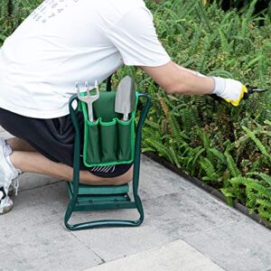 DECORLIFE Garden Kneeler and Seat, Foldable Garden Kneeling Bench with Comfortable Pad & Tool Pocket, Ideal for Gardening & Weeding