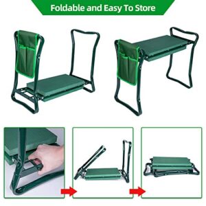 DECORLIFE Garden Kneeler and Seat, Foldable Garden Kneeling Bench with Comfortable Pad & Tool Pocket, Ideal for Gardening & Weeding