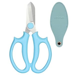 jasni garden pruning shears scissors with comfort grip handle, premium steel professional floral scissors, perfect for arranging flowers, pruning, trimming plants, gardening tool (blue)