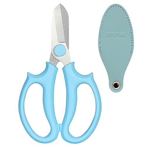 Jasni Garden Pruning Shears Scissors with Comfort Grip Handle, Premium Steel Professional Floral Scissors, Perfect for Arranging Flowers, Pruning, Trimming Plants, Gardening Tool (Blue)