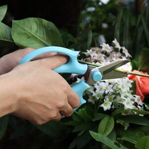 Jasni Garden Pruning Shears Scissors with Comfort Grip Handle, Premium Steel Professional Floral Scissors, Perfect for Arranging Flowers, Pruning, Trimming Plants, Gardening Tool (Blue)