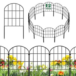 ticanros 12 pack decorative garden fence panels no dig fencing, total 24in (h) x 13ft (l), rustproof metal wire garden fence border, small animal barrier fence for dog