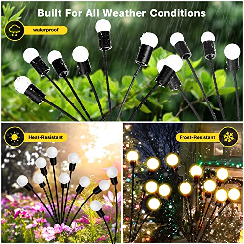 KNHUOS 8LED Solar Garden Lights, New Upgraded Solar Swaying Light, Sway by Wind, Solar Firefly Lights Outdoor Waterproof Landscape Decoration Lights, Yard, Pathway, Parties, Warm White(8 Pack)