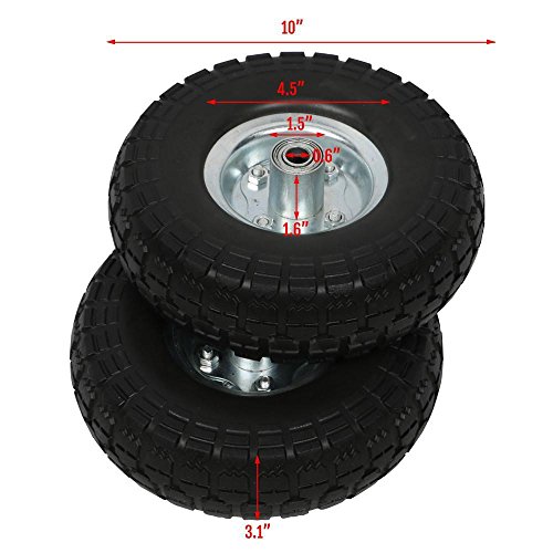 go2buy 4 Pcs 10-Inch Solid Rubber Tyre Wheels for Garden Utility Wagon Cart Trolley Tires Snowblower Lawn Mower Wheelbarrow Generator Hand Cart 5/8-inch Bearings Black