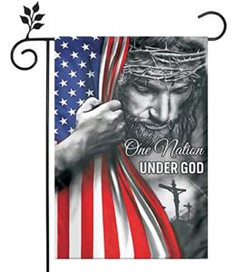 one nation under god garden flag – christian – jesus – usa double side garden flags house yard decor 12x18in