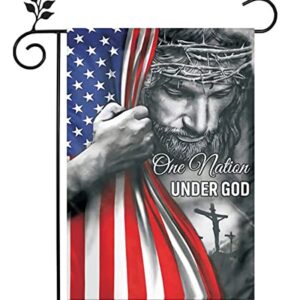 One Nation Under God Garden Flag - Christian - Jesus - USA Double Side Garden Flags House Yard Decor 12x18in