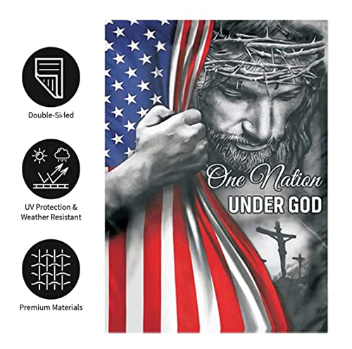One Nation Under God Garden Flag - Christian - Jesus - USA Double Side Garden Flags House Yard Decor 12x18in