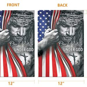 One Nation Under God Garden Flag - Christian - Jesus - USA Double Side Garden Flags House Yard Decor 12x18in