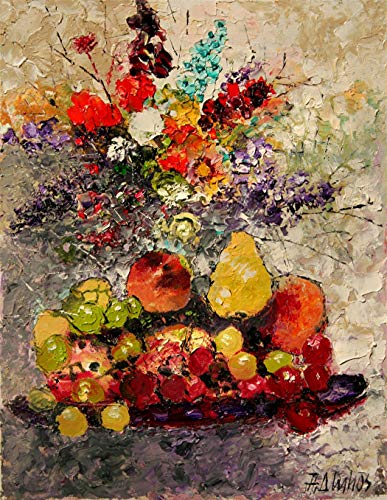 (SOLD) The Still Life - fruit and flower still life by internationally renown painter Andre Dluhos