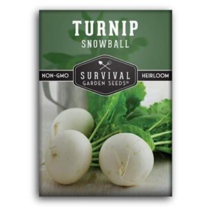 survival garden seeds – turnip snowball seed for planting – packet with instructions to plant and grow root vegetables and greens in your home vegetable garden – non-gmo heirloom variety