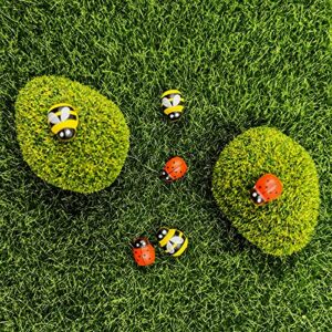 SNAIL GARDEN Fairy Artificial Grass, 8Pack Life-Like Garden Lawn with 5Pcs Artificial Moss Rocks-Miniature Ornament Garden Fairy Accessories for Garden Dollhouse DIY Decoration(6 x 6 Inch)