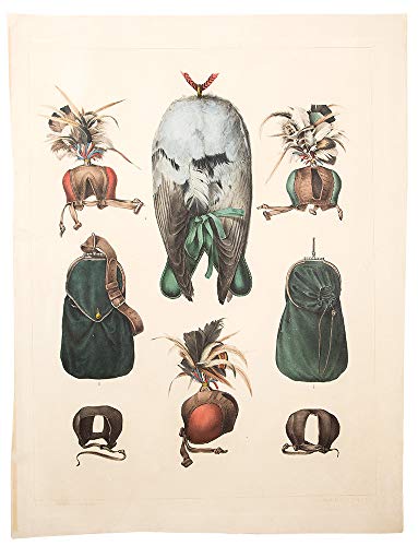 [Pair of hand colored plates from Traite de Fauconnerie, depicting falconry accoutrements]