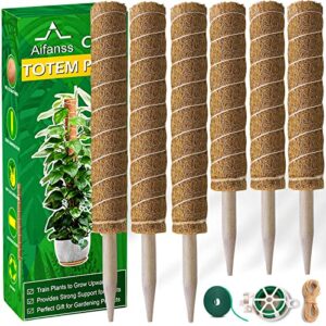 90 inch moss pole for plants monstera, 6 pcs plant pole for climbing plants – 16.5″ and 20.5″ coir totem pole monstera stake, moss sticks for indoor plants support creepers extension, with garden ties