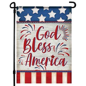 home4ever 4th of july garden flag- 12.5 x 18 inch double-sided printing god bless america banner- memorial day outdoor decor for house porch, lawn, patio, yard – suits standard stands