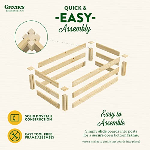 Greenes Fence Original Pine Raised Garden Bed, 2' x 4' x 10.5" - Made in USA with American Pine