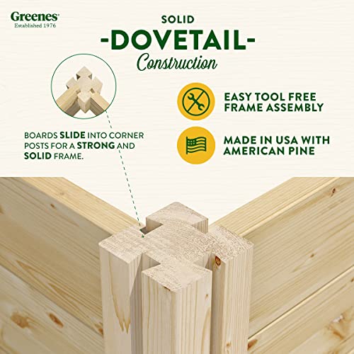 Greenes Fence Original Pine Raised Garden Bed, 2' x 4' x 10.5" - Made in USA with American Pine