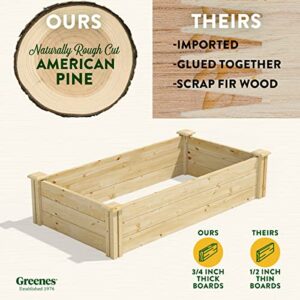 Greenes Fence Original Pine Raised Garden Bed, 2' x 4' x 10.5" - Made in USA with American Pine