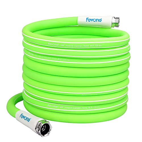 Fevone Garden Hose 100 ft Heavy Duty Water Hose 5/8 Garden Hose 100 feet Lightweight Garden Hose, Lawn & Garden Watering Equipment, 3/4 Solid Fittings, Drinking Water Safe